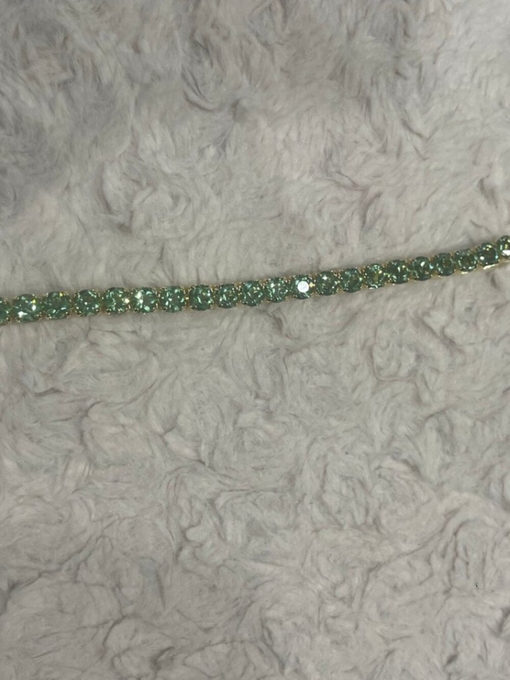 Gold Green Crystal Tennis Bracelet Gold Plated LFB-0016
